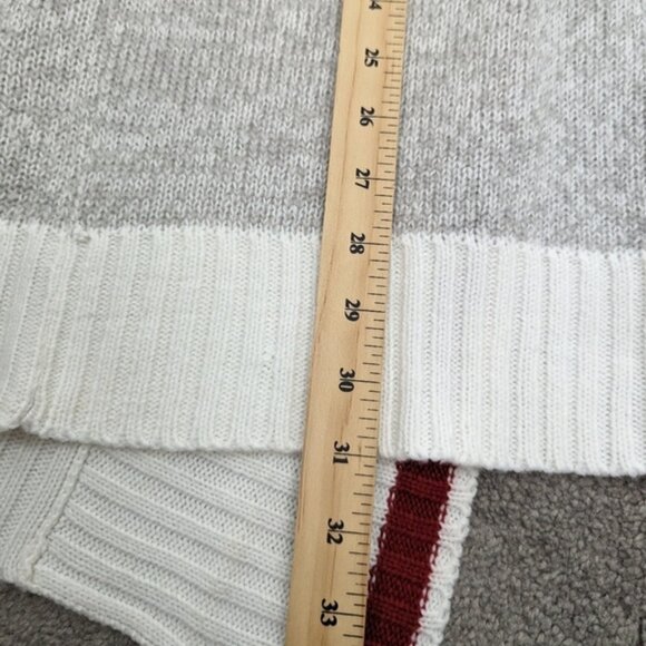 myStyle Open Front Cardigan with Contrast Trim - Light Grey Maroon, Size M - Picture 7 of 7